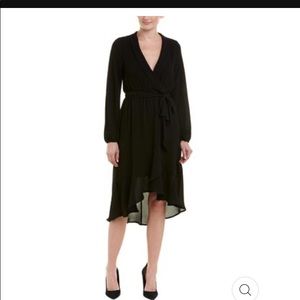 NWT Bobeau black crepe tie waist hi low dress XS